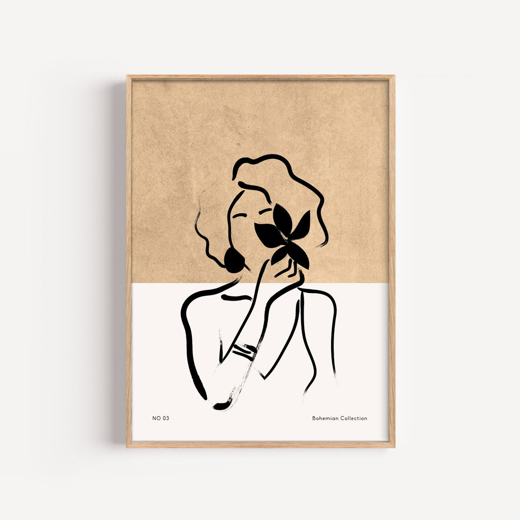 Mujer con Flor – cuadro decorativo con marco natural | Studio MagArt
