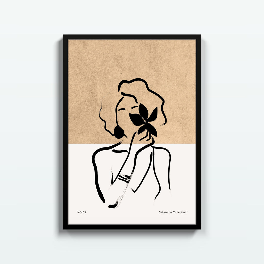 Mujer con Flor – cuadro decorativo con marco negro | Studio MagArt