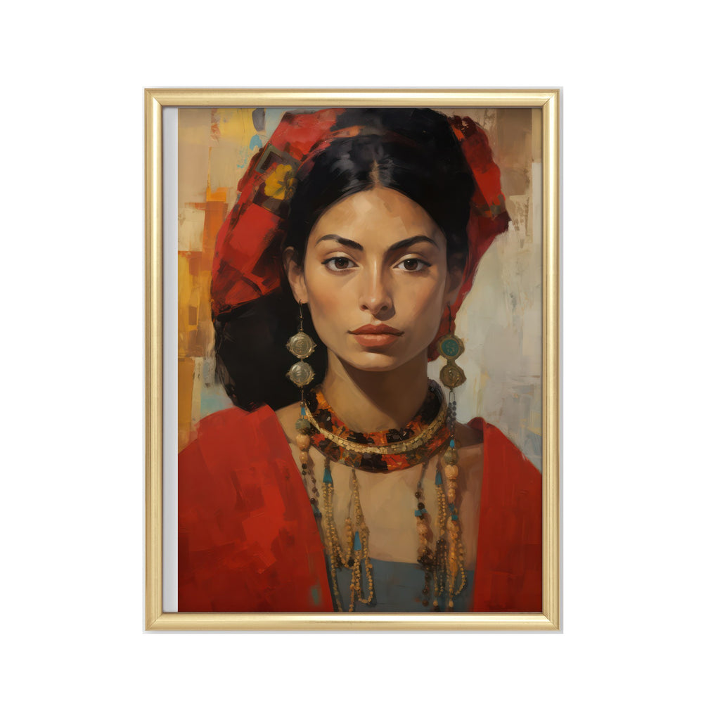 Mujer de Rojo – cuadro decorativo con marco dorado | Studio MagArt