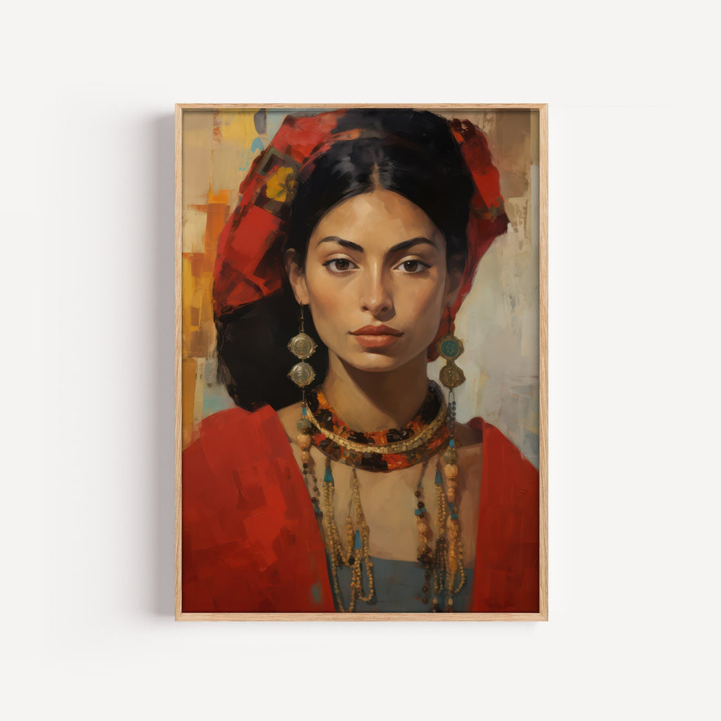 Mujer de Rojo – cuadro decorativo con marco natural | Studio MagArt