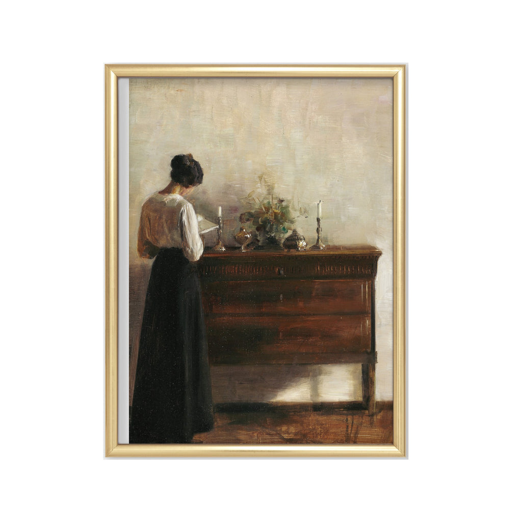 Mujer Leyendo – cuadro decorativo con marco dorado | Studio MagArt