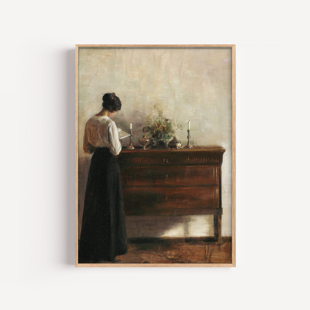 Mujer Leyendo – cuadro decorativo con marco natural | Studio MagArt