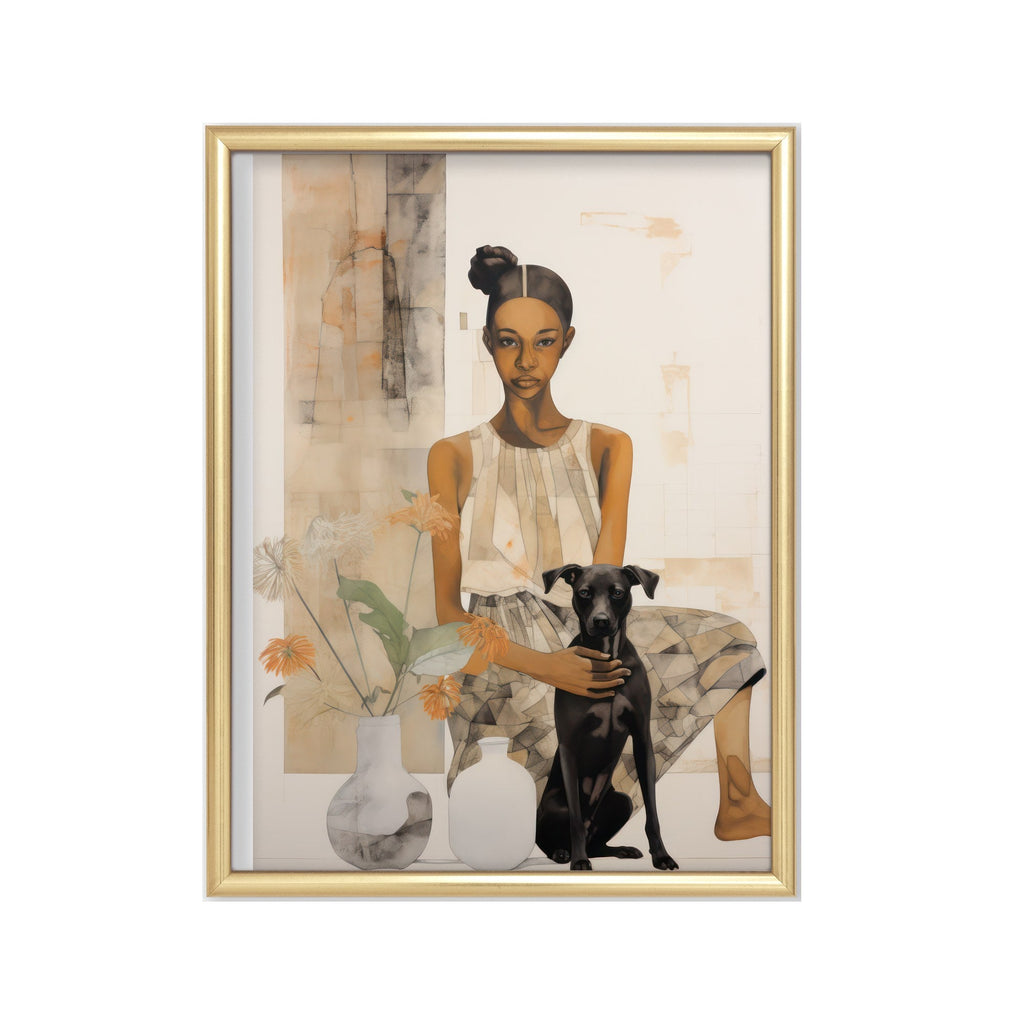 Mujer y su Perro cuadro decorativo para sala moderna | arte para hogar | Studio MagArt