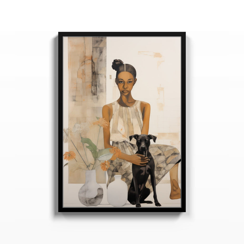 Mujer y su Perro cuadro decorativo para sala moderna | arte para hogar | Studio MagArt