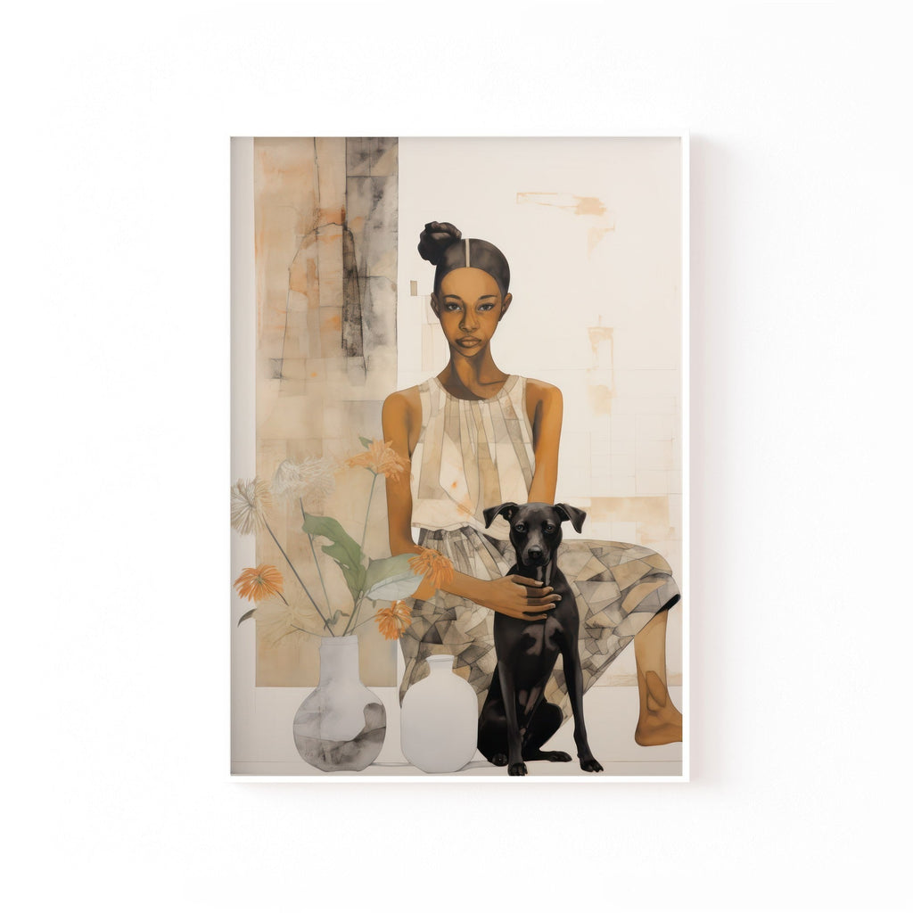 Mujer y su Perro cuadro decorativo para sala moderna | arte para hogar | Studio MagArt