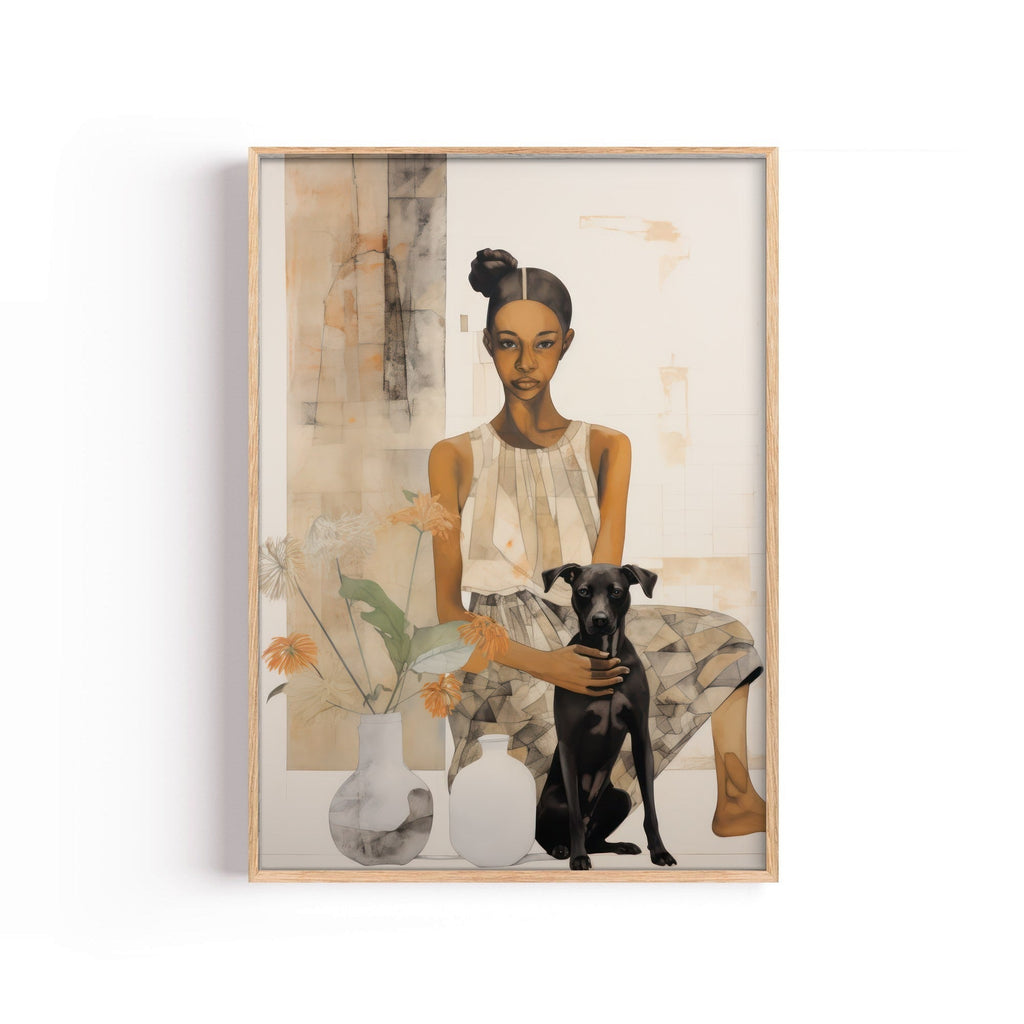 Mujer y su Perro cuadro decorativo para sala moderna | arte para hogar | Studio MagArt