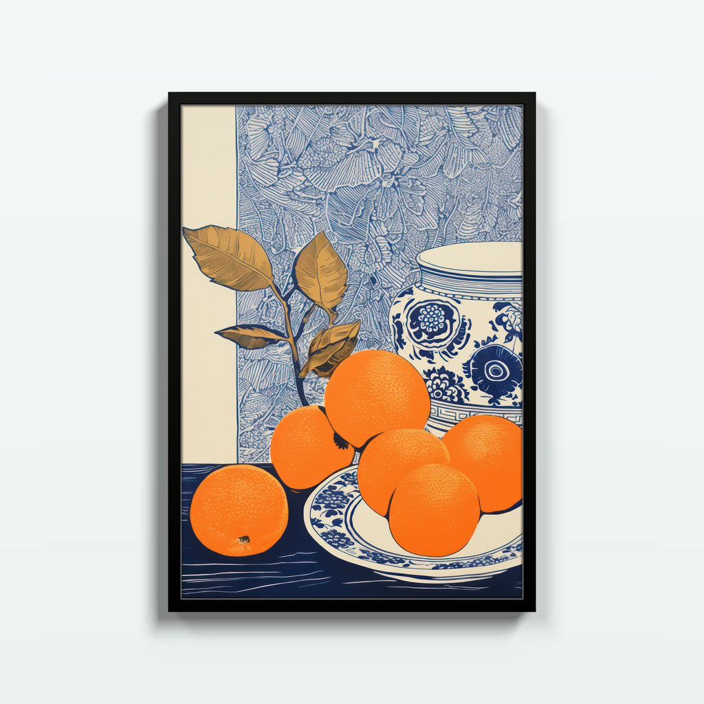 Naranjas y Porcelana – cuadro decorativo con marco negro | Studio MagArt