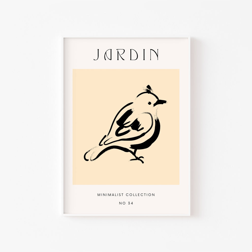 Pájaro del Jardín – cuadro decorativo con marco blanco | Studio MagArt