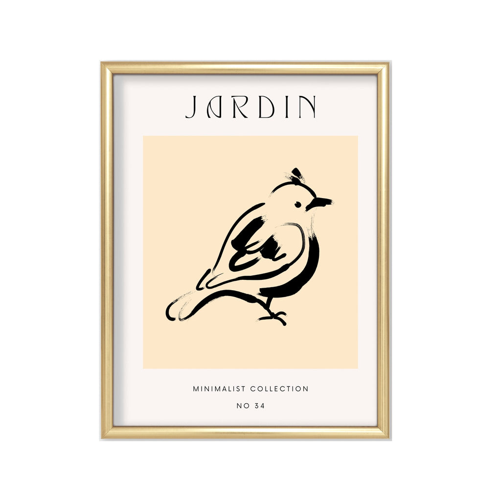 Pájaro del Jardín – cuadro decorativo con marco dorado | Studio MagArt