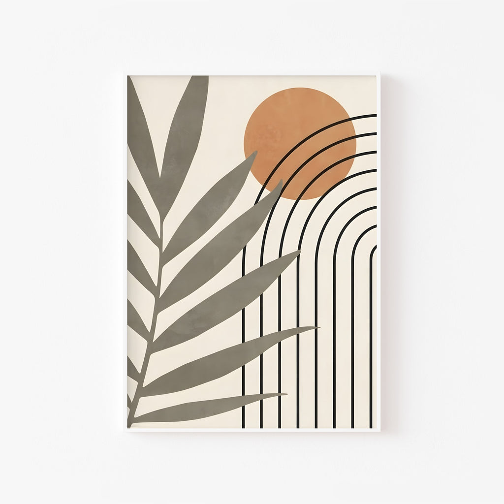 Palma y Sol – cuadro decorativo con marco blanco | Studio MagArt