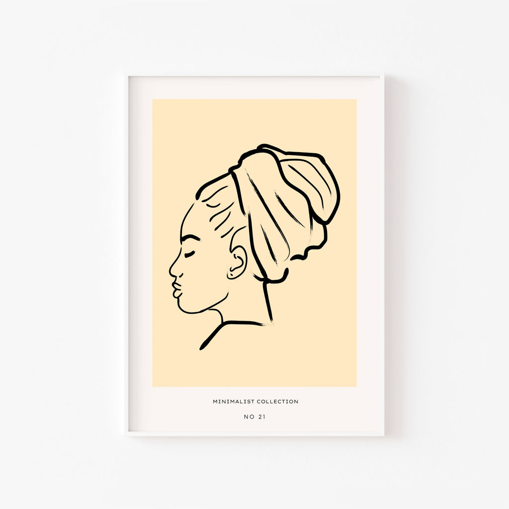 Perfil con Turbante – cuadro decorativo con marco blanco | Studio MagArt