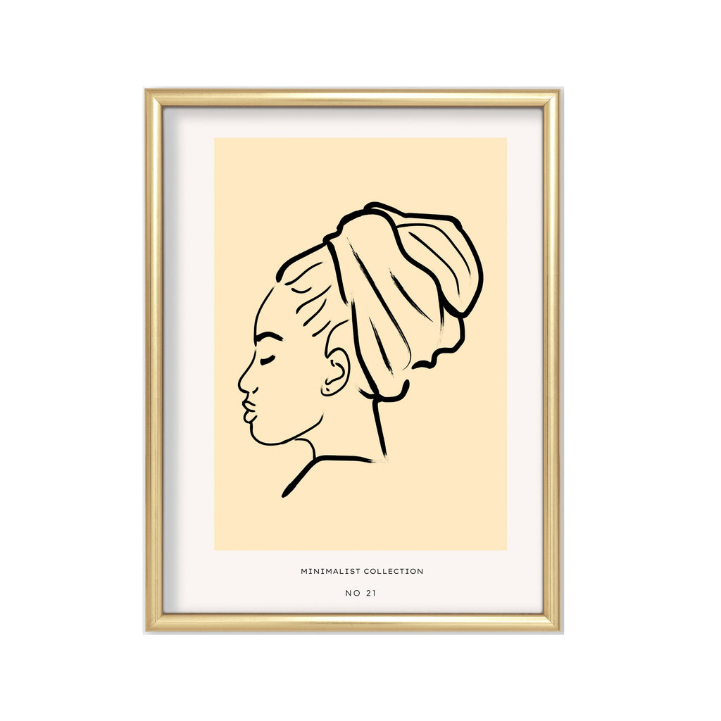 Perfil con Turbante – cuadro decorativo con marco dorado | Studio MagArt