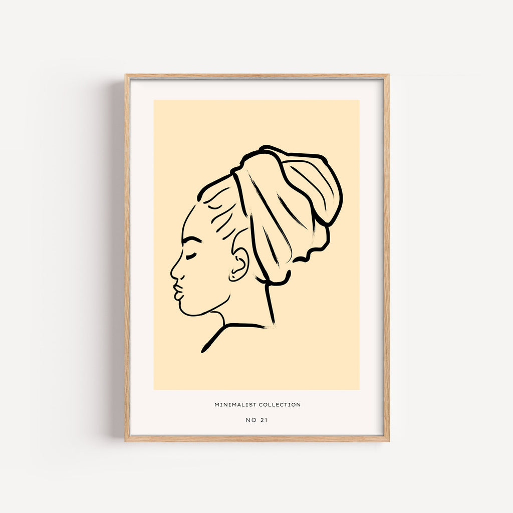 Perfil con Turbante – cuadro decorativo con marco natural | Studio MagArt