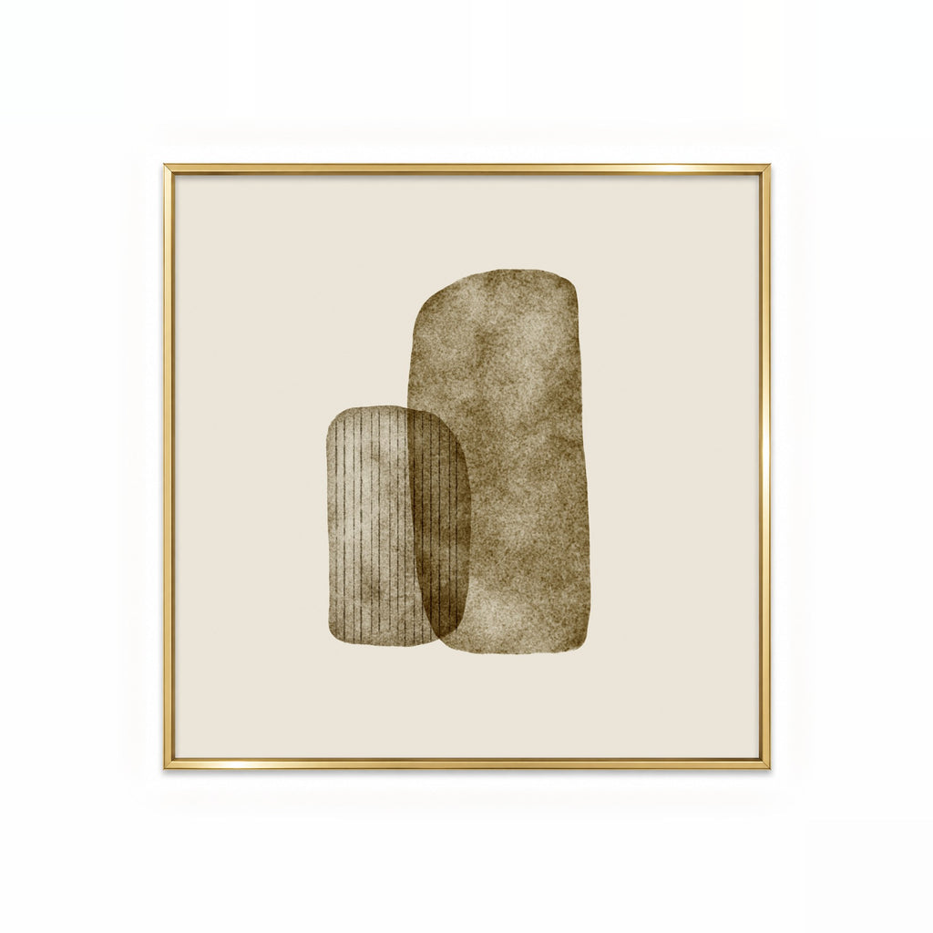 Piedras Serenas – cuadro decorativo cuadrado con marco dorado | Studio MagArt