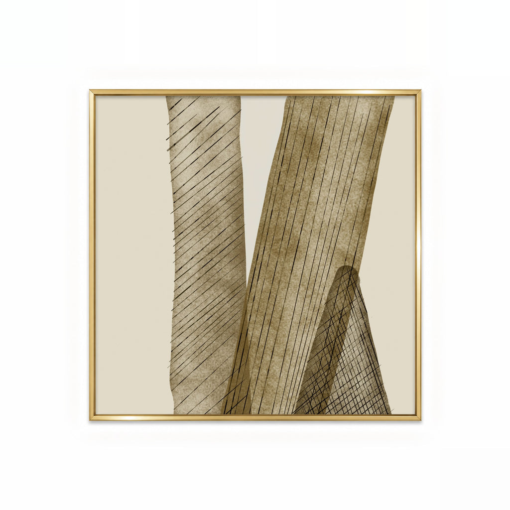 Pliegues de Lino – cuadro decorativo cuadrado con marco dorado | Studio MagArt