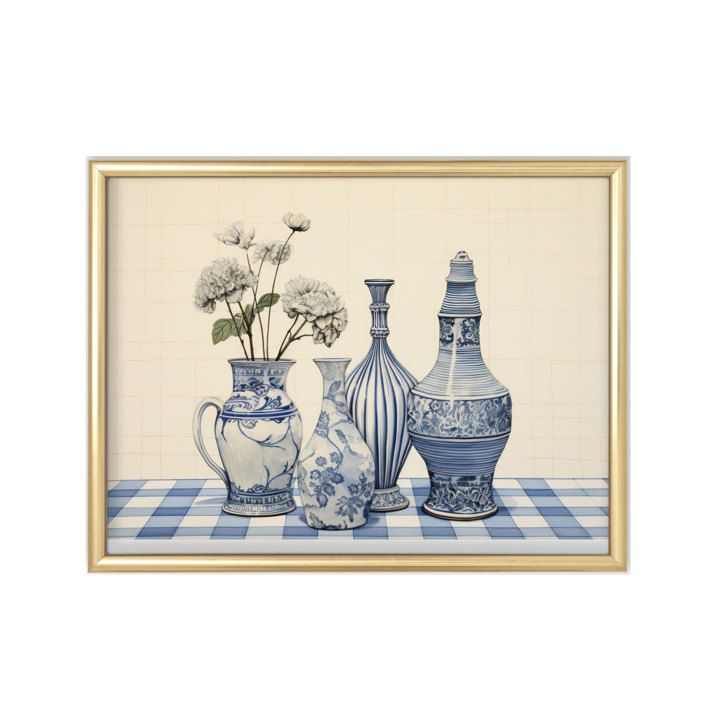 Porcelana Azul – cuadro decorativo con marco dorado | Studio MagArt