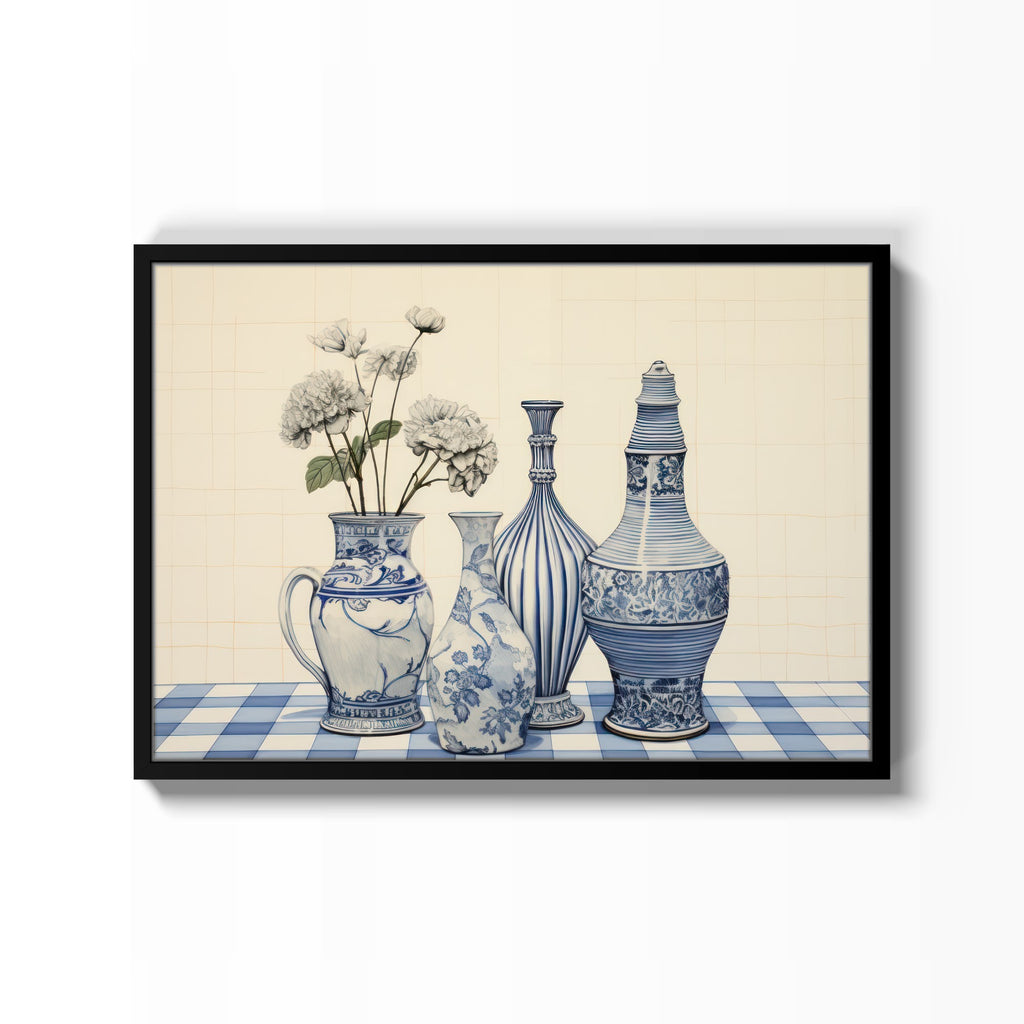 Porcelana Azul – cuadro decorativo con marco negro | Studio MagArt