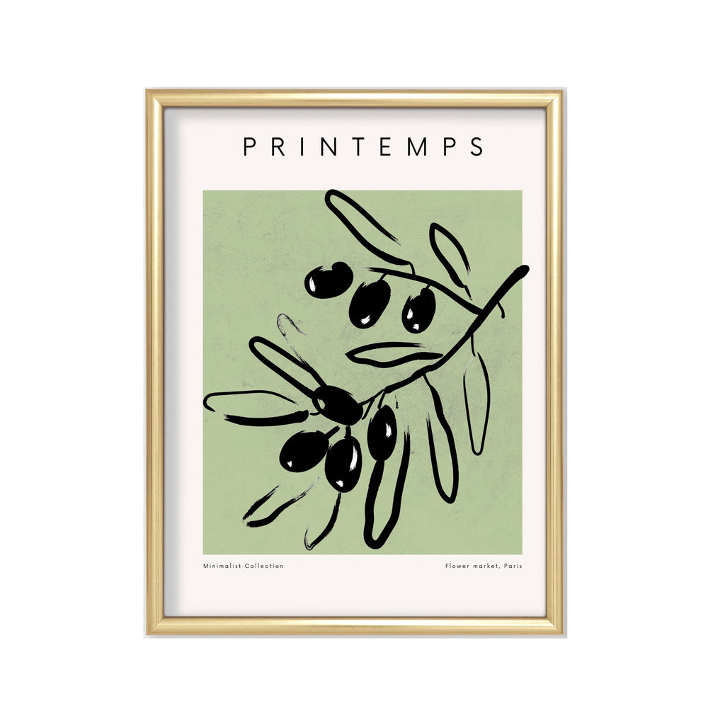 Printemps Olivo – cuadro decorativo con marco dorado | Studio MagArt