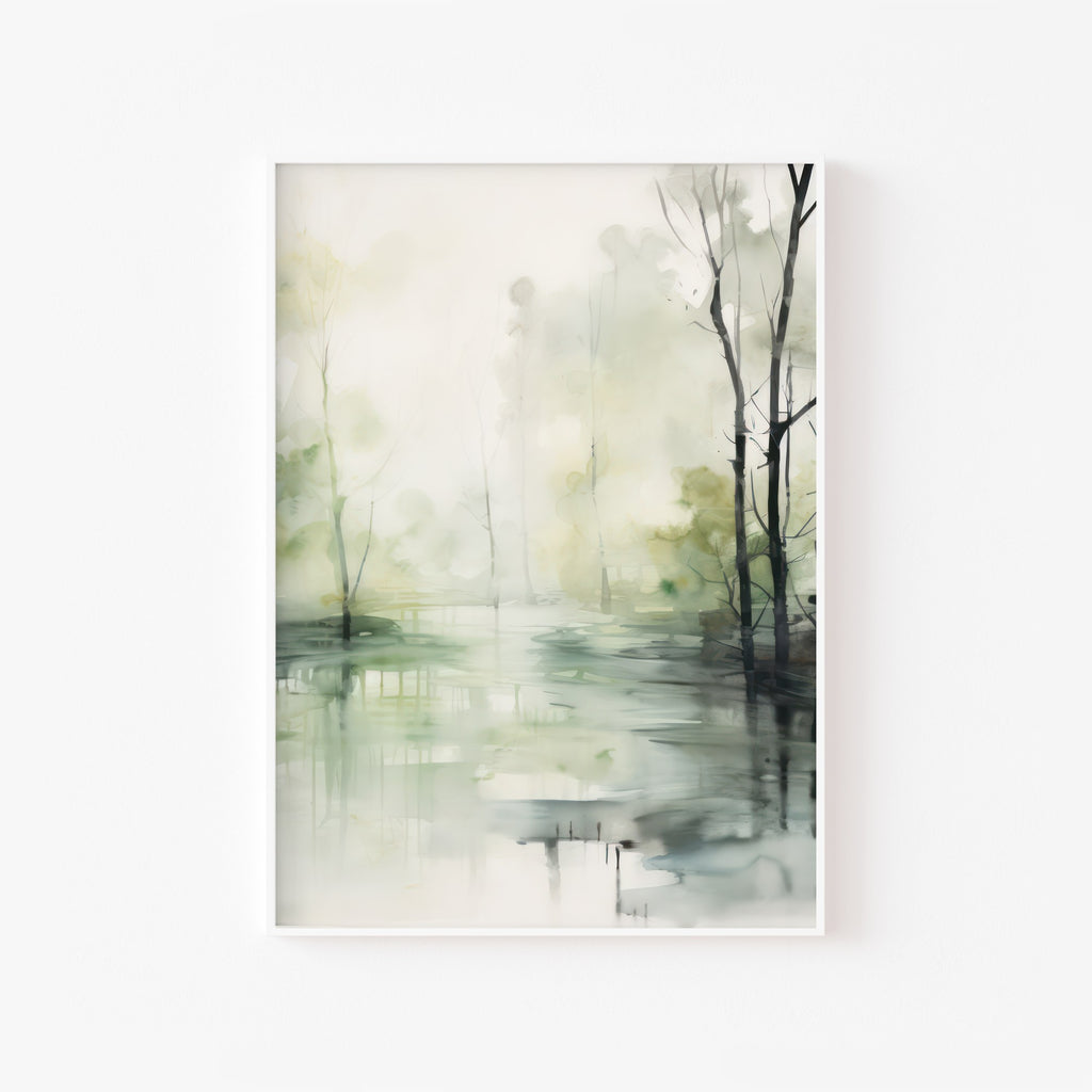 Reflejo del Bosque – cuadro decorativo con marco blanco | Studio MagArt