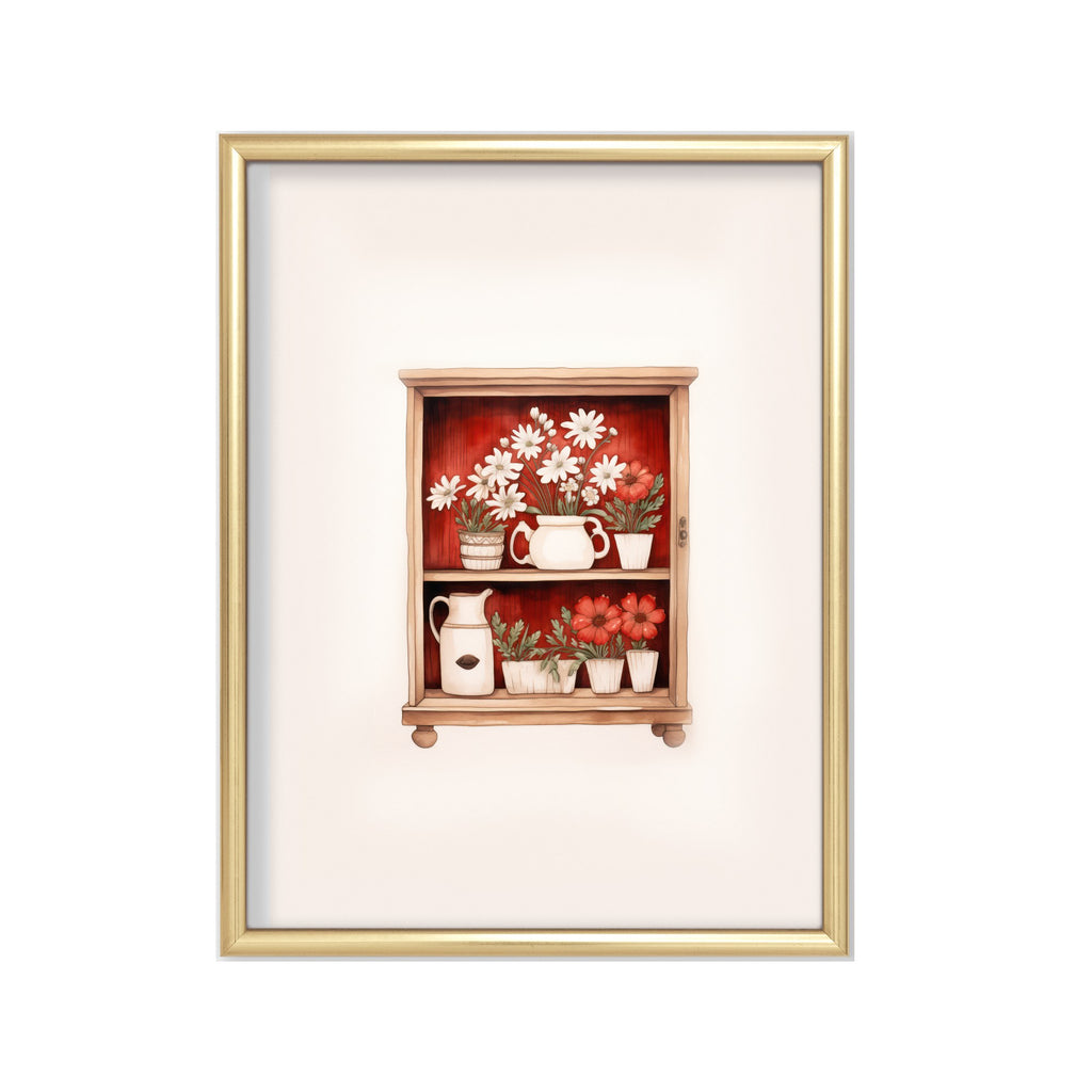 Repisa Floral – cuadro decorativo con marco dorado | Studio MagArt