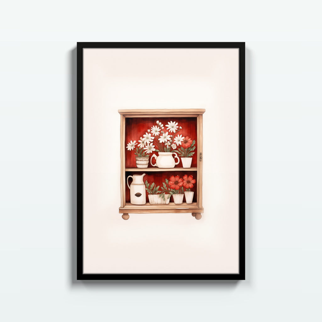 Repisa Floral – cuadro decorativo con marco negro | Studio MagArt