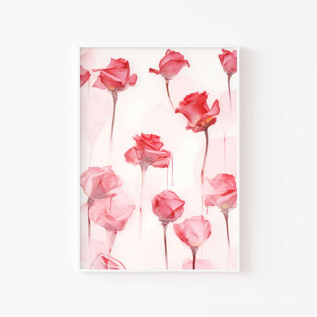 Rosas en Caída – cuadro decorativo con marco blanco | Studio MagArt