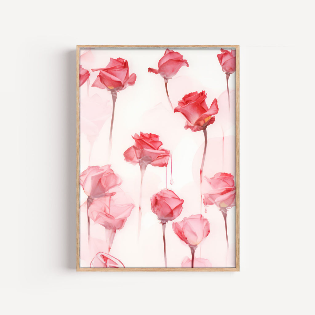 Rosas en Caída – cuadro decorativo con marco natural | Studio MagArt