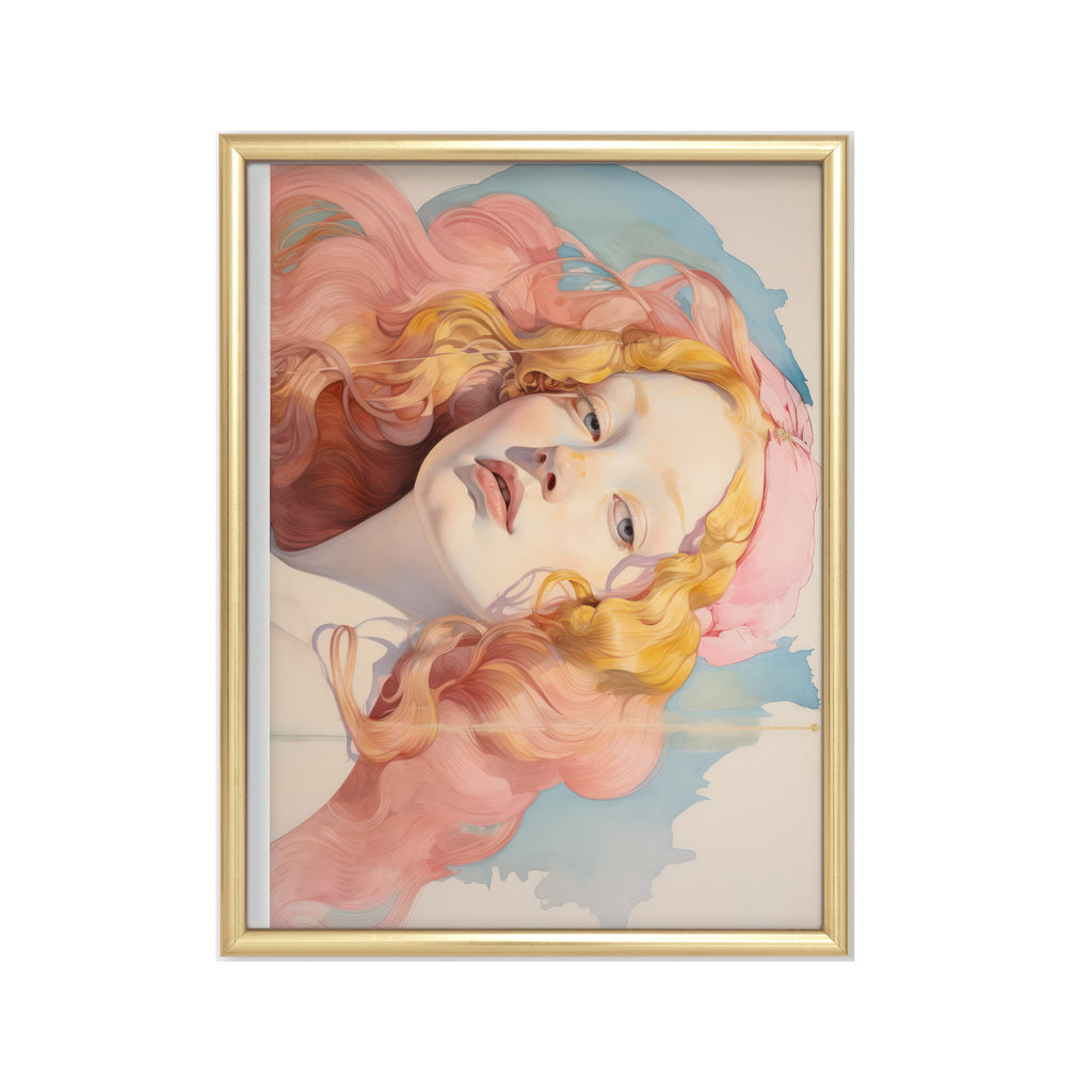 Rostro en Rosa – cuadro decorativo con marco dorado | Studio MagArt