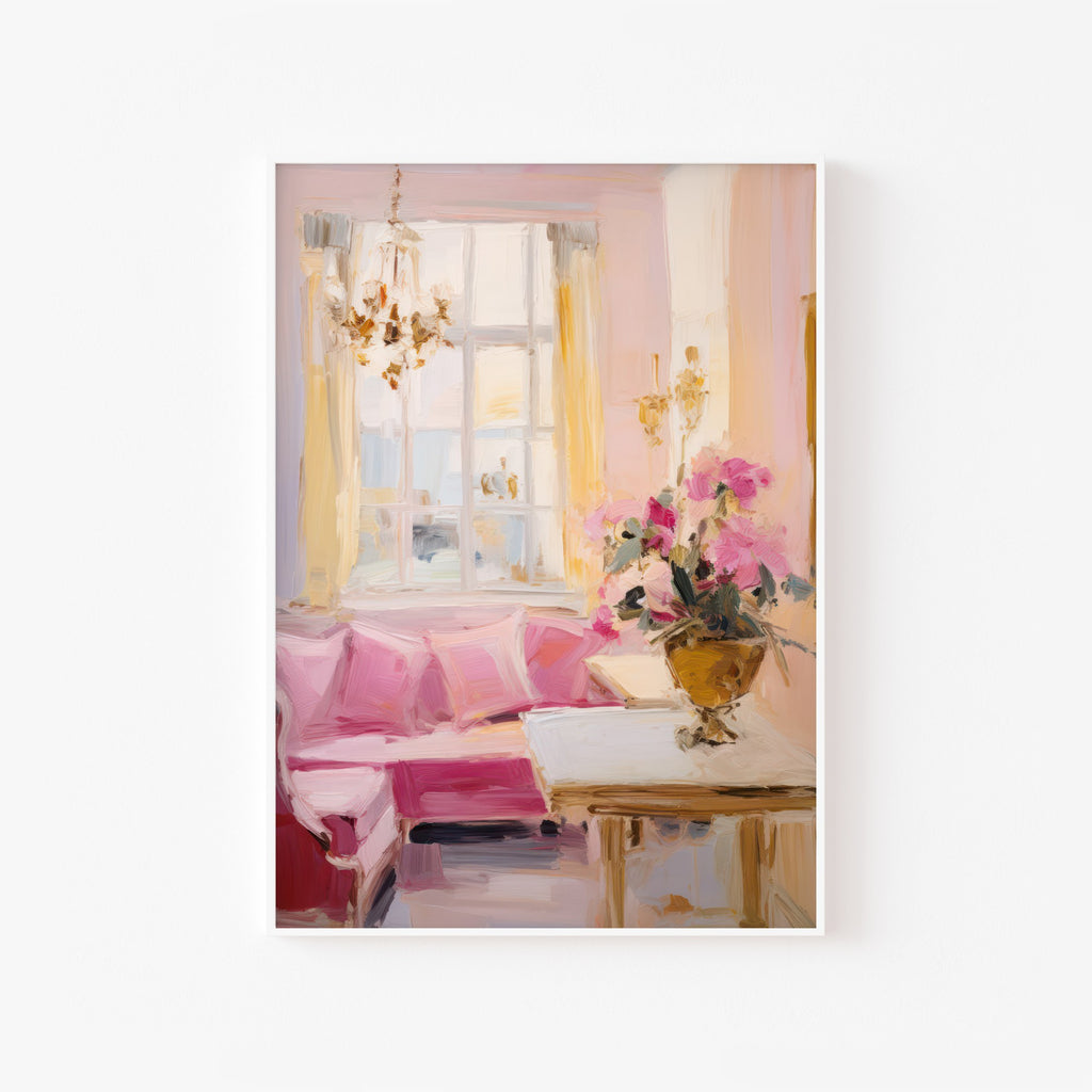 Salón Rosa – cuadro decorativo con marco blanco | Studio MagArt
