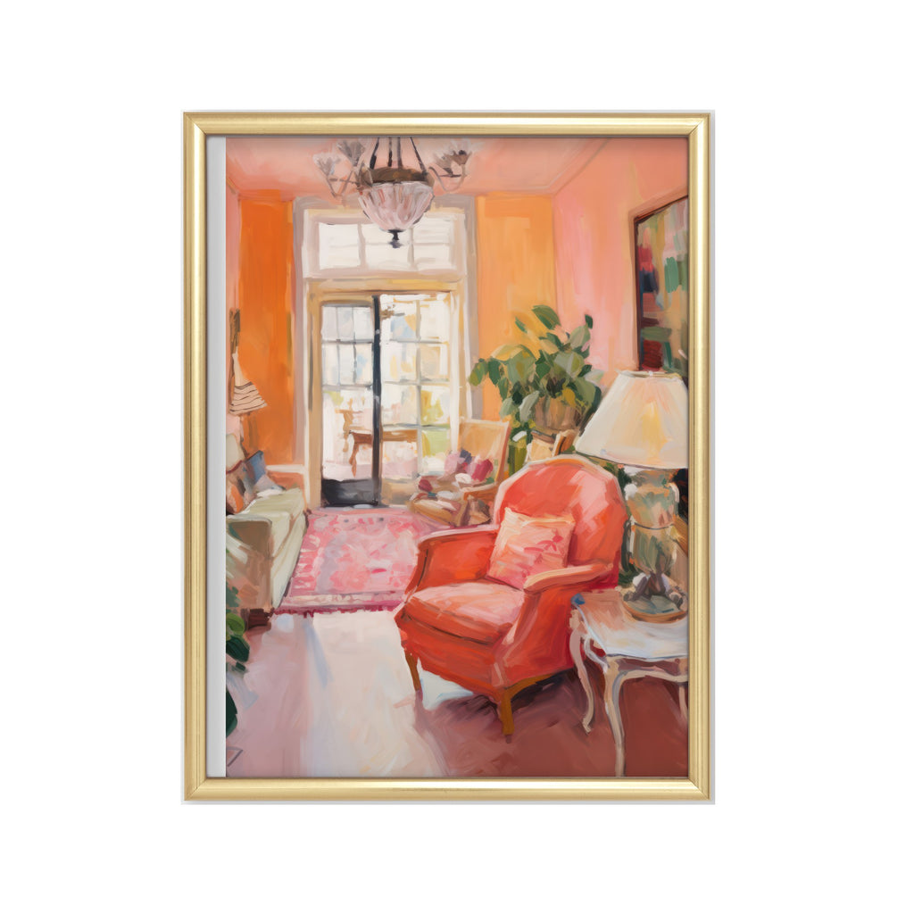 Sillón Coral – cuadro decorativo con marco dorado | Studio MagArt