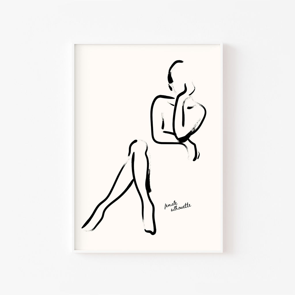 Silueta Sentada – cuadro decorativo con marco blanco | Studio MagArt