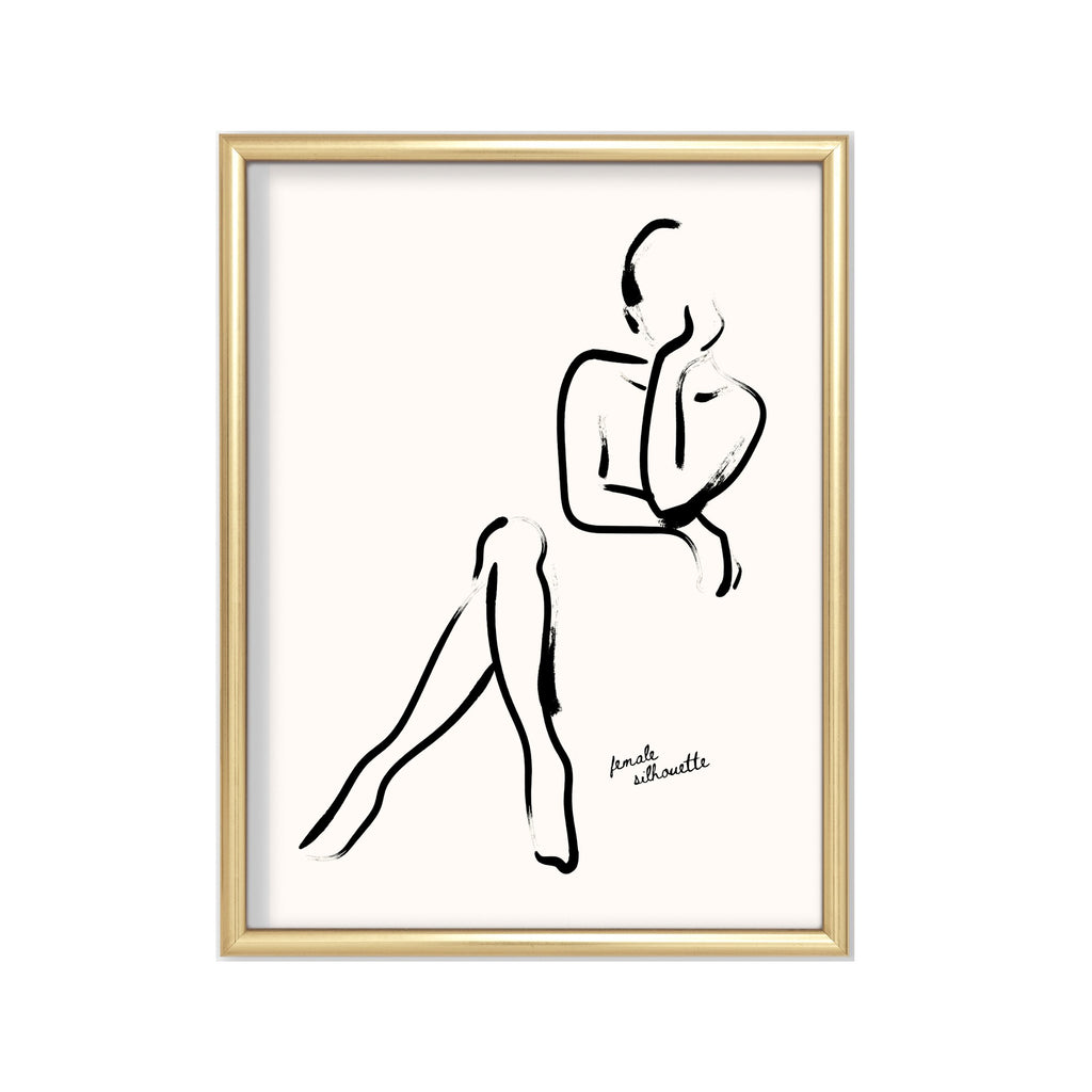 Silueta Sentada – cuadro decorativo con marco dorado | Studio MagArt