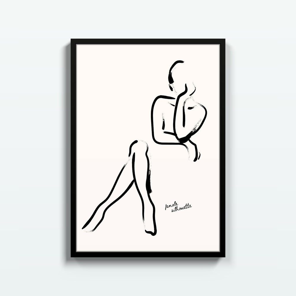 Silueta Sentada – cuadro decorativo con marco negro | Studio MagArt