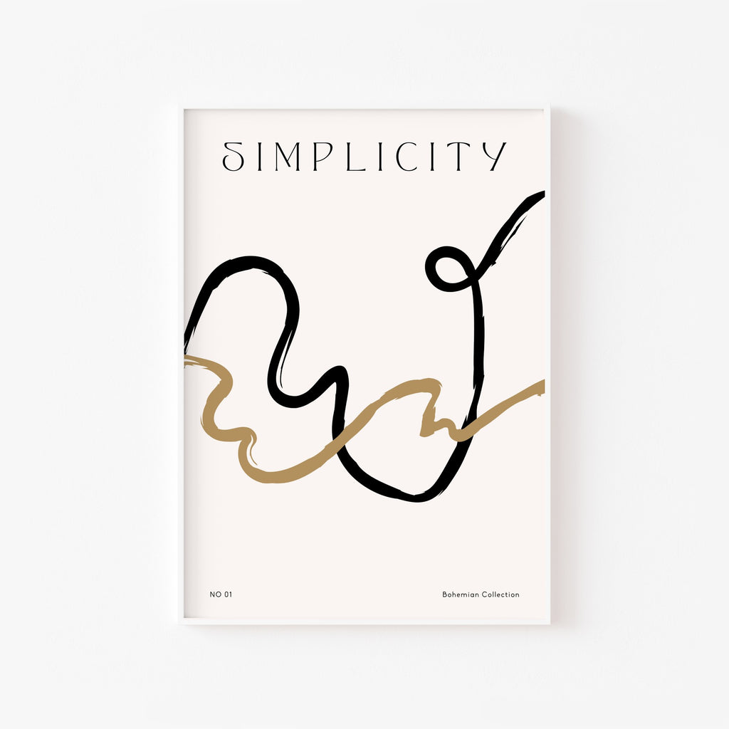 Simplicity Trazos Dorados – cuadro decorativo con marco blanco | Studio MagArt