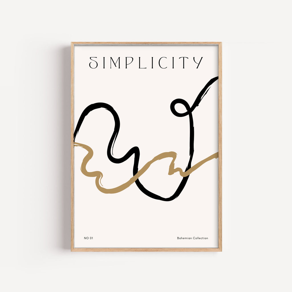 Simplicity Trazos Dorados – cuadro decorativo con marco natural | Studio MagArt