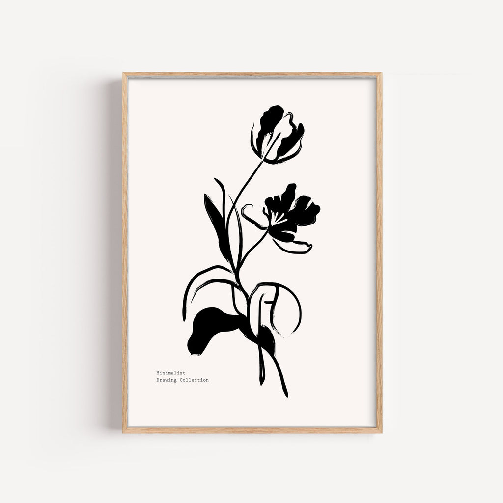 Tulipán en Tinta – cuadro decorativo con marco natural | Studio MagArt
