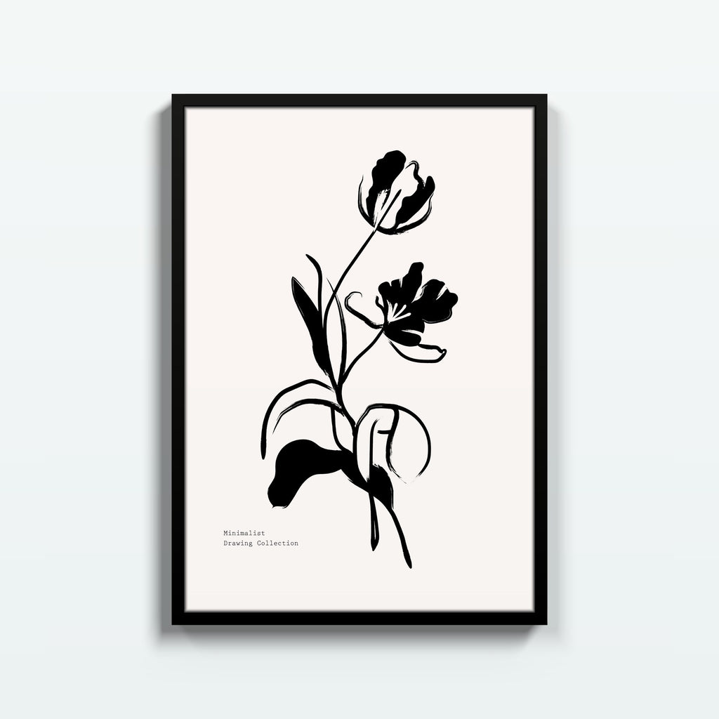 Tulipán en Tinta – cuadro decorativo con marco negro | Studio MagArt