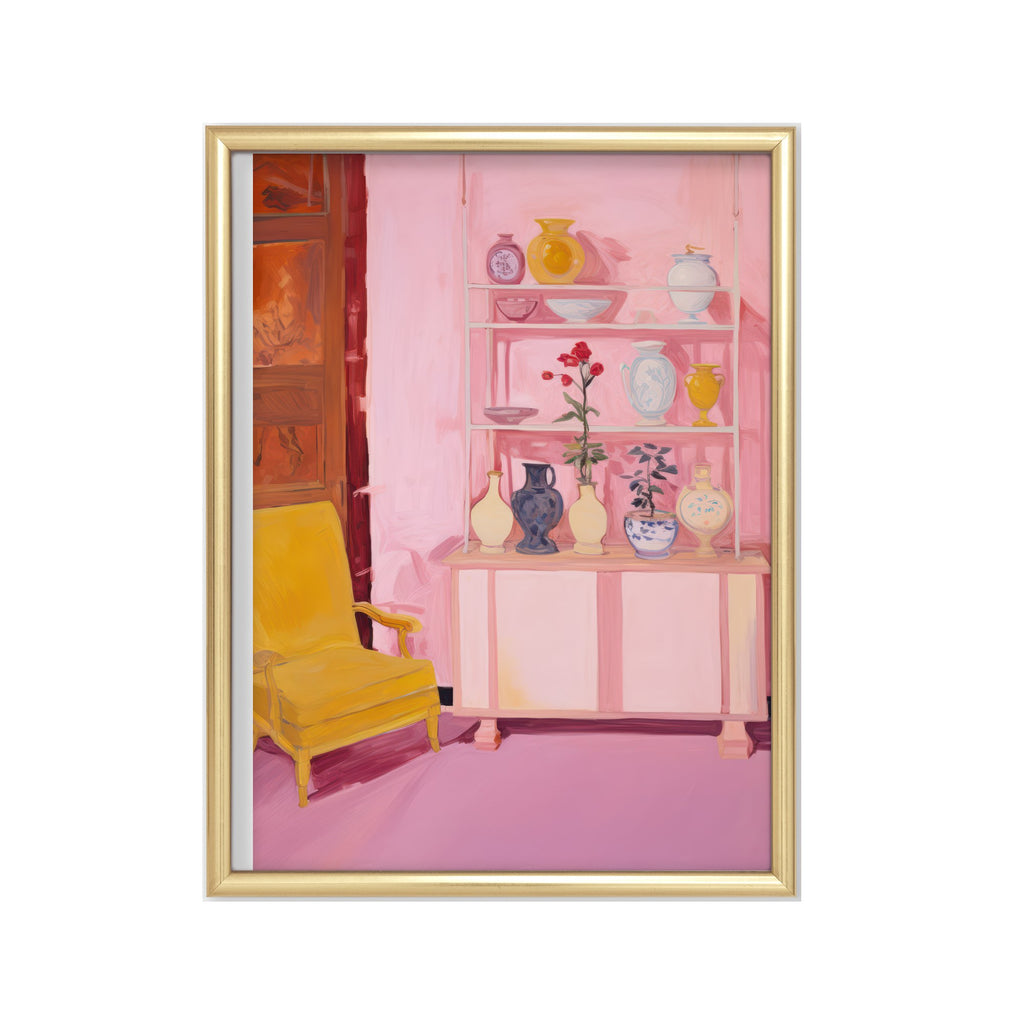 Vitrina Rosa – cuadro decorativo con marco dorado | Studio MagArt