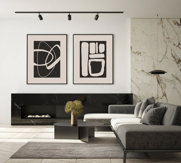Abstracto Beige Negro cuadro decorativo moderno para hogar | Studio MagArt