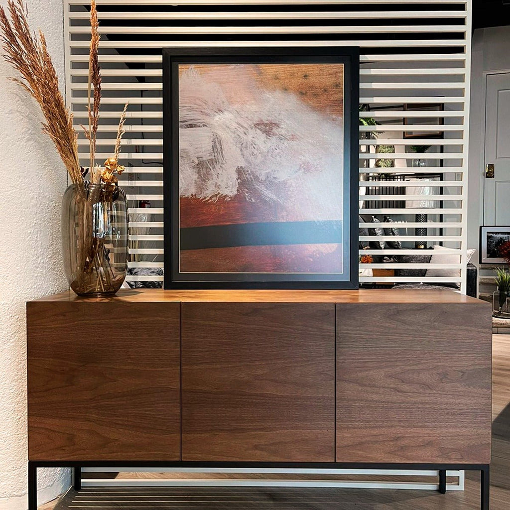 Abstracto Negro Blanco Naranja 013 cuadro decorativo moderno para hogar | Studio MagArt