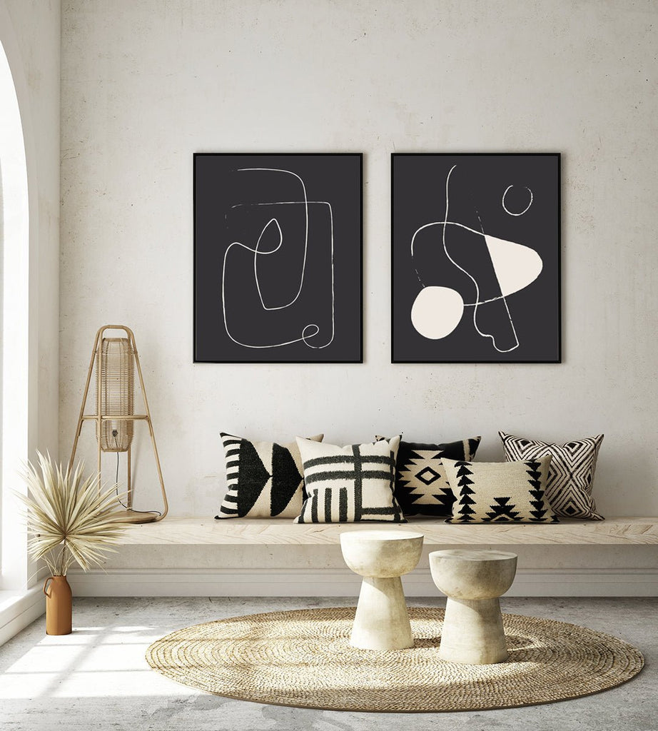 Abstracto Negro Linea Blanca 42 cuadro decorativo moderno para hogar | Studio MagArt